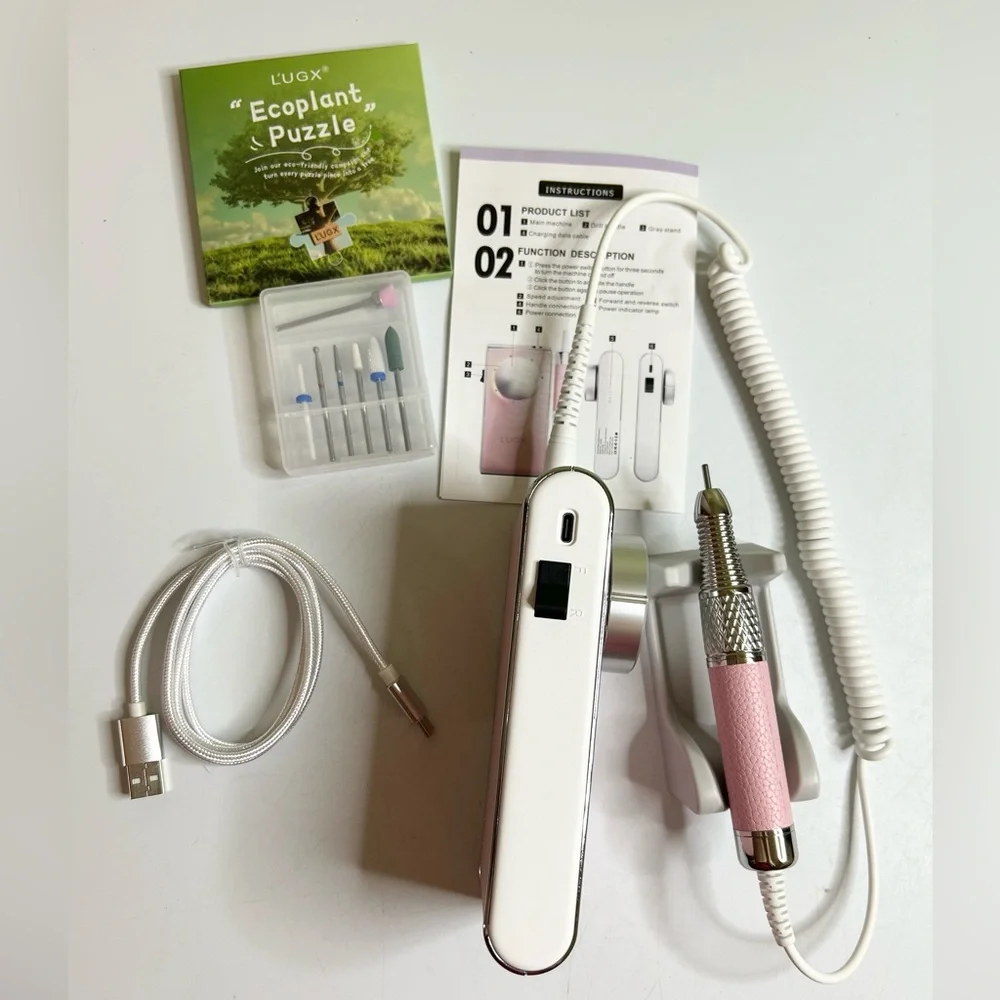 L'UGX Pink Leather Professional Nail Drill LG902